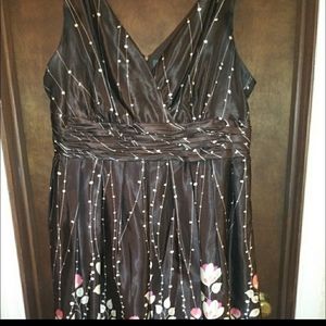 Dressbarn brown satin floral dress